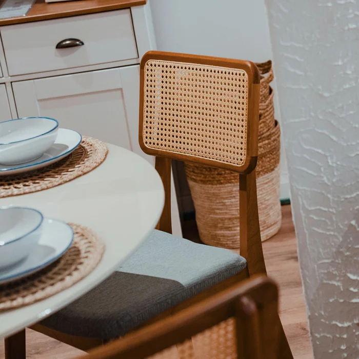 Silla de Comedor Classic Ratan - Línea Nevada - Lino Gris en Gris - Sillas, Uruguay | Ecowood, vista 6
