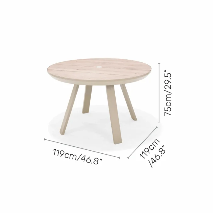 Mesa redonda de Patio Diámetro 119cm - Urbanite - Beige en Beige - Mesas de comedor, Uruguay | Ecowood, vista 5