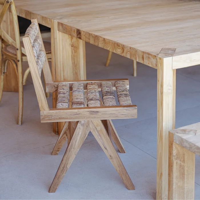 Silla de Teca y Fibra de Banana Bimba | Casakos en Madera natural - Butacas, banquetas y puffs, Uruguay | Casakos, vista 4