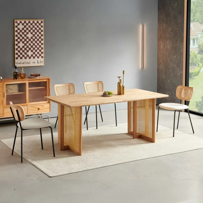 Silla De Comedor Rattan-y-metal Natural-beige Brisa en Madera natural - Sillas, Uruguay | Divino