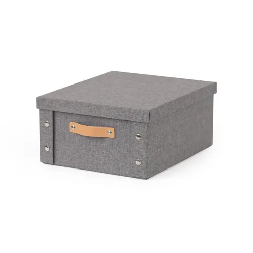CAJA ORGANIZADOR C/ASA 26.5X31.5X14.5CM EXT TELA GRIS en Gris - Canastos, Uruguay | Decohogar