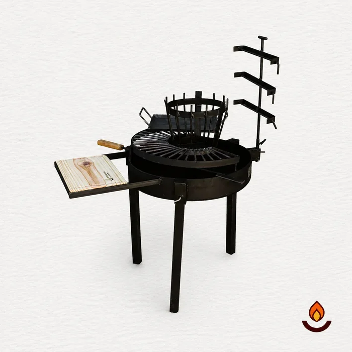 Fogón Criollo 60 con Parrilla y Plancha en Negro - Muebles para el exterior, Uruguay | Quemadores de Jardín