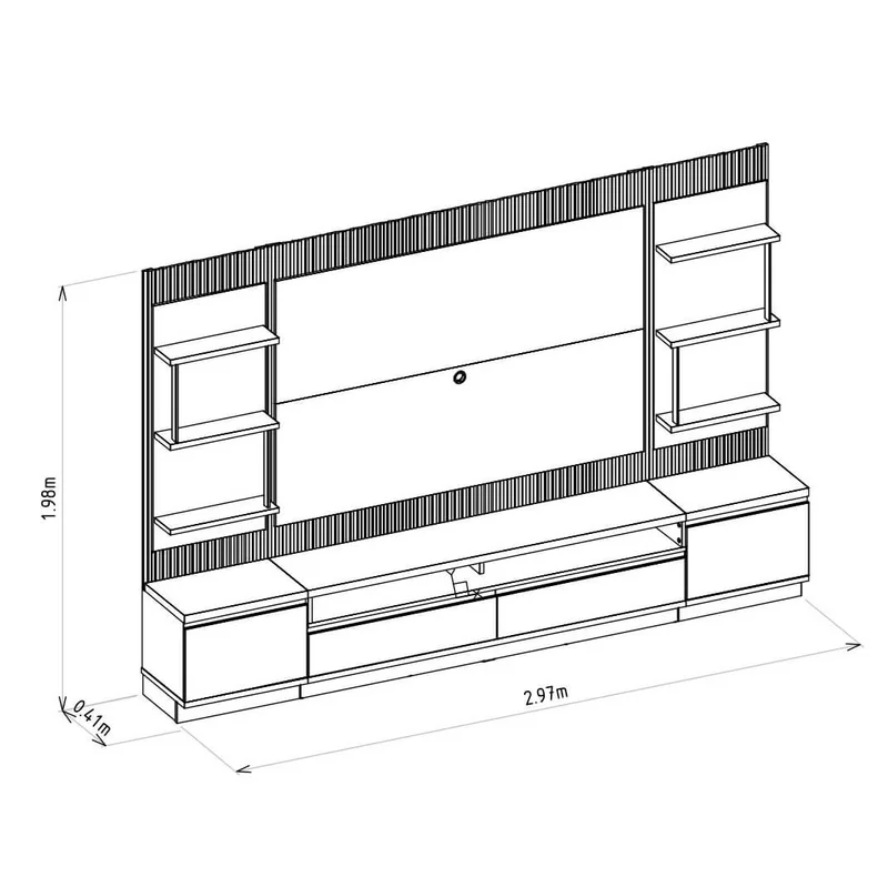 Rack con Panel Modular Sao Paulo Completo con Led MDF/MDP en Tauari - Muebles para TV, Uruguay | Balton, vista 7