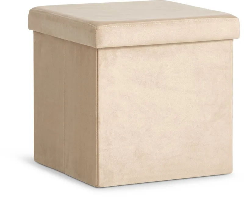 Puf AUNING 38x38 con almac terciopelo arena osc en Beige - Butacas, banquetas y puffs, Uruguay | JYSK