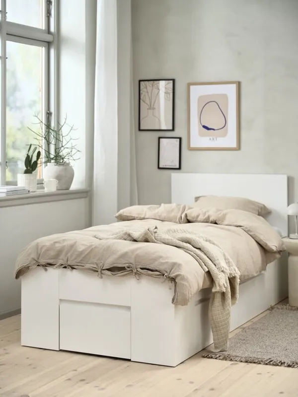 Estructura cama LIMFJORDEN 90x190 2 cajones blanco en Blanco - Dormitorio, Uruguay | JYSK