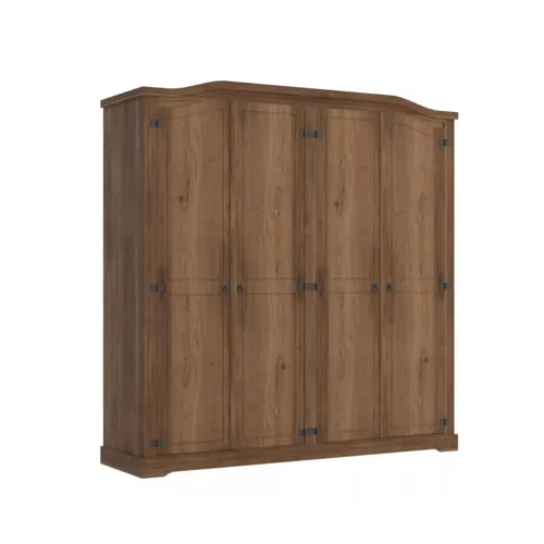 Ropero Curvo 4 Puertas Madera Maciza Línea Monterrey - Nogal en Marrón - Roperos y placares, Uruguay | Ecowood