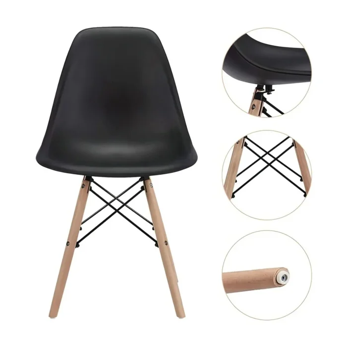 Juego de Comedor 4 Sillas Eames 80 - Negro en Negro - Mesas de comedor, Uruguay | Rústico Hogar, vista 4