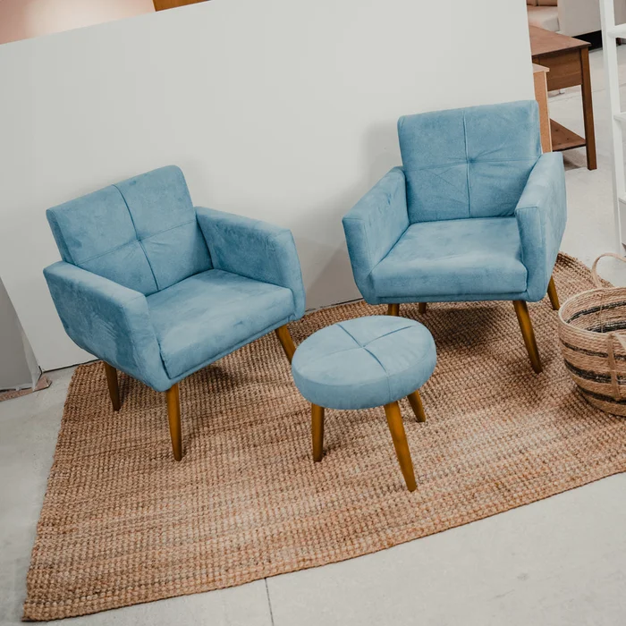 Kit 2 Poltrona + Puff Havana Azul en Celeste - Sillones y sofás, Uruguay | Ecowood, vista 2