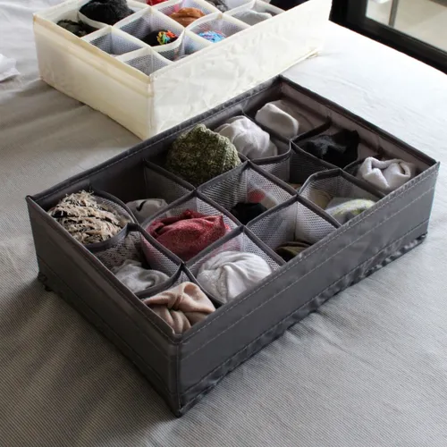 Caja de almacenamiento de tela plegable con divisiones Gris en Gris - Canastos, Uruguay | Buho Store