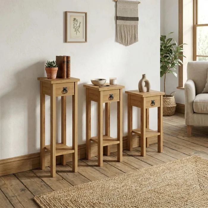 Conjunto Set De Mesas - Línea Monterrey - Natural en Madera natural - Mesas de arrimo, Uruguay | Ecowood