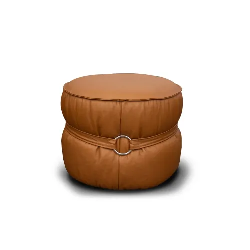 Puff 100% Cuero - Mia - Naranja - Sillones y sofás, Uruguay | Ecowood