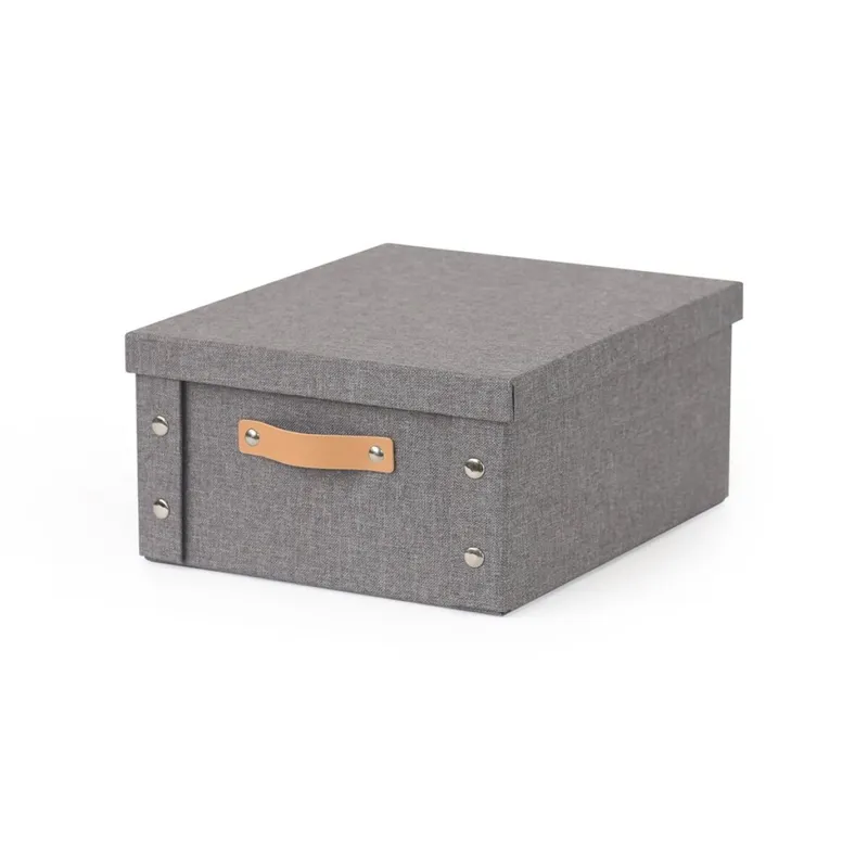 CAJA ORGANIZADOR C/ASA 26.5X31.5X14.5CM EXT TELA GRIS en Gris - Canastos, Uruguay | Decohogar