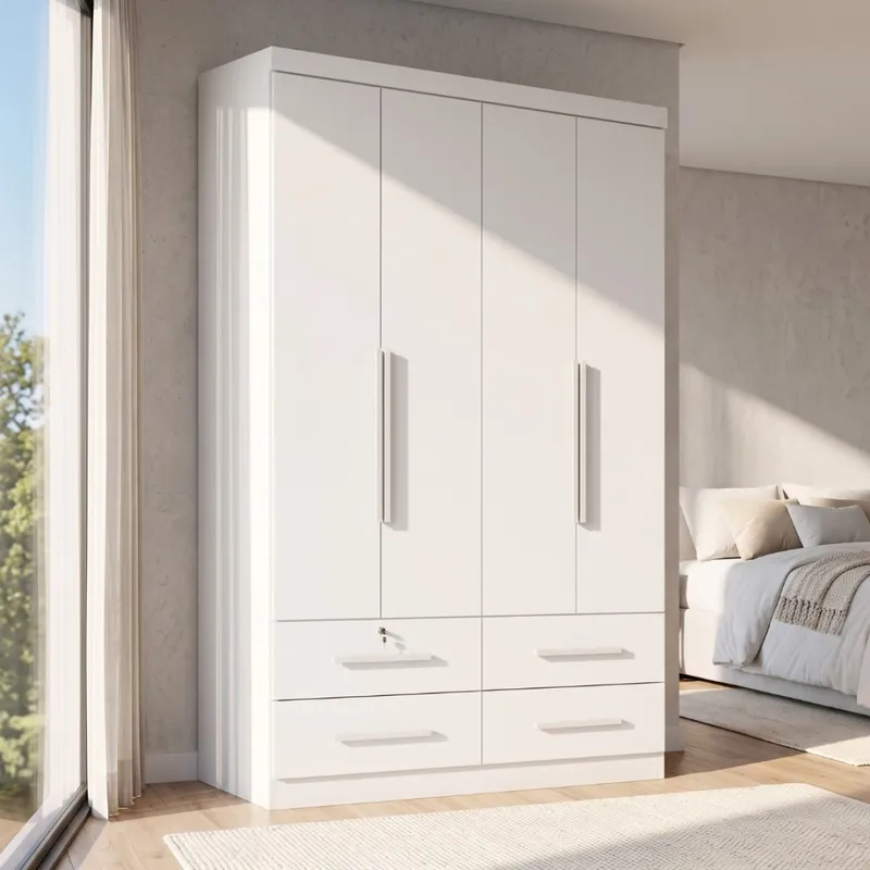 Ropero Maximus Plus 4 Puertas 4 Cajones - Cinamomo en Madera natural - Roperos y placares, Uruguay | Rústico Hogar