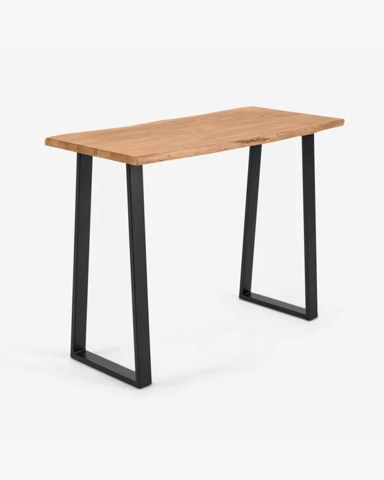 Mesa alta Alaia de madera maciza de acacia con acabado natural 140 x 60 cm en Madera natural - Mesas de comedor, Uruguay | Kavehome