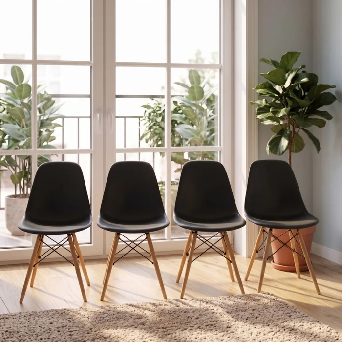 Silla Eames Pack 4 Unidades Calidad Premium - Negro en Negro - Sillas, Uruguay | Rústico Hogar, vista 5