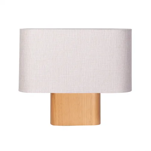 Lámpara De Mesa Abajur Madera Marron Cupula Algodón en Beige - Lámparas de mesa, Uruguay | Divino