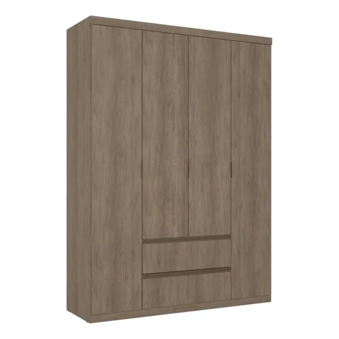 Ropero Nobre 4 Puertas 100% MDF - Nogal oscuro en Marrón - Roperos y placares, Uruguay | Nario Hogar