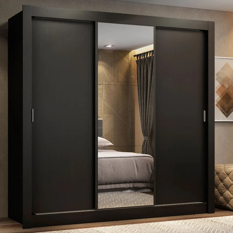 Ropero Placard Matrimonial Monaco 170CM con 1 Espejos 3 Puertas Corred en Marrón - Roperos y placares, Uruguay | Balton, vista 6