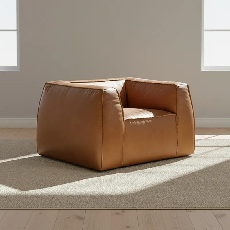 Sofá Cuero Marron Tufa Camel en Beige - Sillones y sofás, Uruguay | Divino