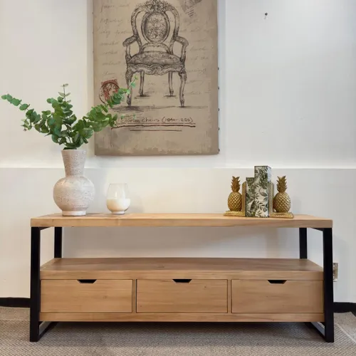 Rack Con Hierro en Madera natural - Muebles para TV, Uruguay | Marvic