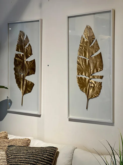 Cuadro hoja dorada y blanco en Dorado - Muebles, Uruguay | FMB
