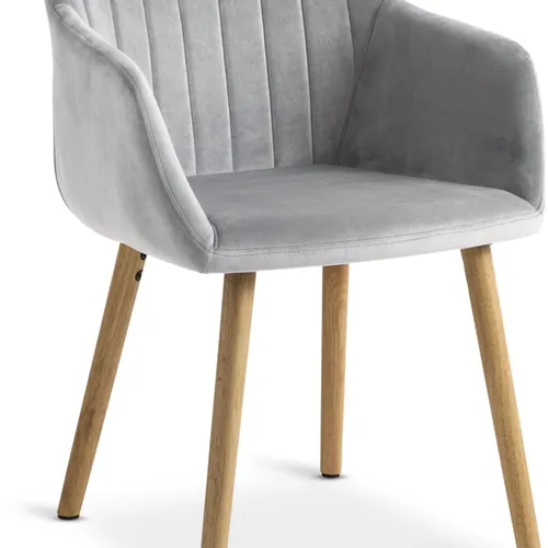 Silla de comedor ADSLEV terciopelo gris/nat en Gris - Sillas, Uruguay | JYSK