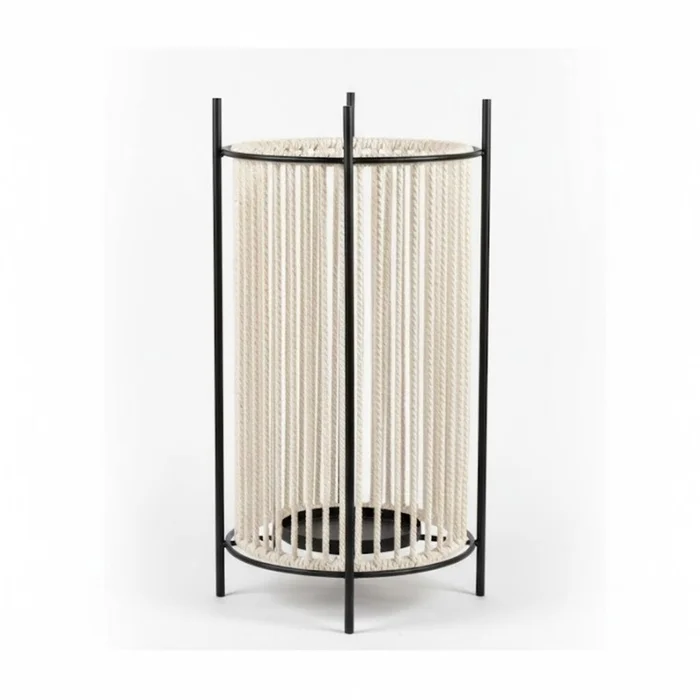 FANAL CILINDRICO METAL/CUERDA D14x28CM en Beige - Jarrones, Uruguay | Decohogar