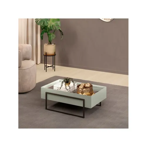 Mesa De Living Vidrio Y Metal - Pilar - Verde - Mesas de living, Uruguay | Rústico Hogar