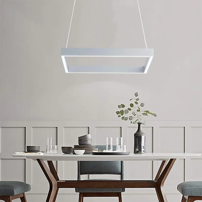 Colgante LED Cuadrado Zurich I 60 cm Blanco en Blanco - Lámparas colgantes, Uruguay | Serlux, vista 2