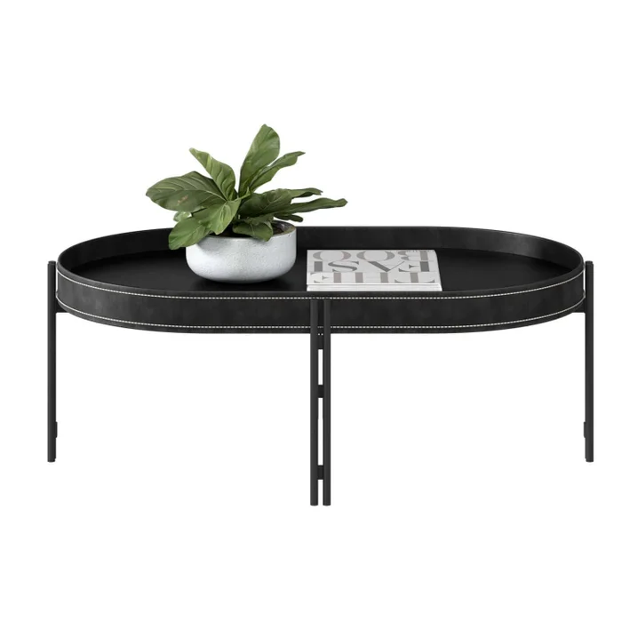 Mesa Ratona Monaco 93cm Cuero/MDF en Marrón - Mesas de living, Uruguay | Balton, vista 14