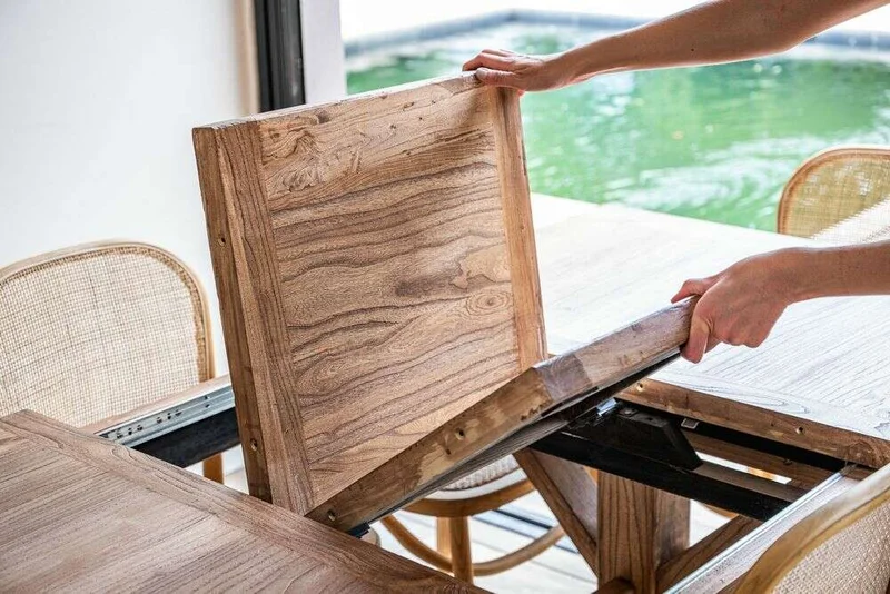 MESA COMEDOR EXTENSIBLE - 1.40 A 1.90 MTS - OLMO en Madera natural - Mesas de comedor, Uruguay | La Iberica, vista 12