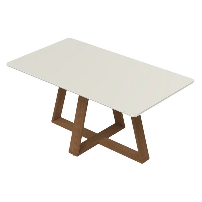 Mesa de comedor Avena - Con vidrio - 160 - Canela y Off White en Blanco, Uruguay | NYR, vista 3