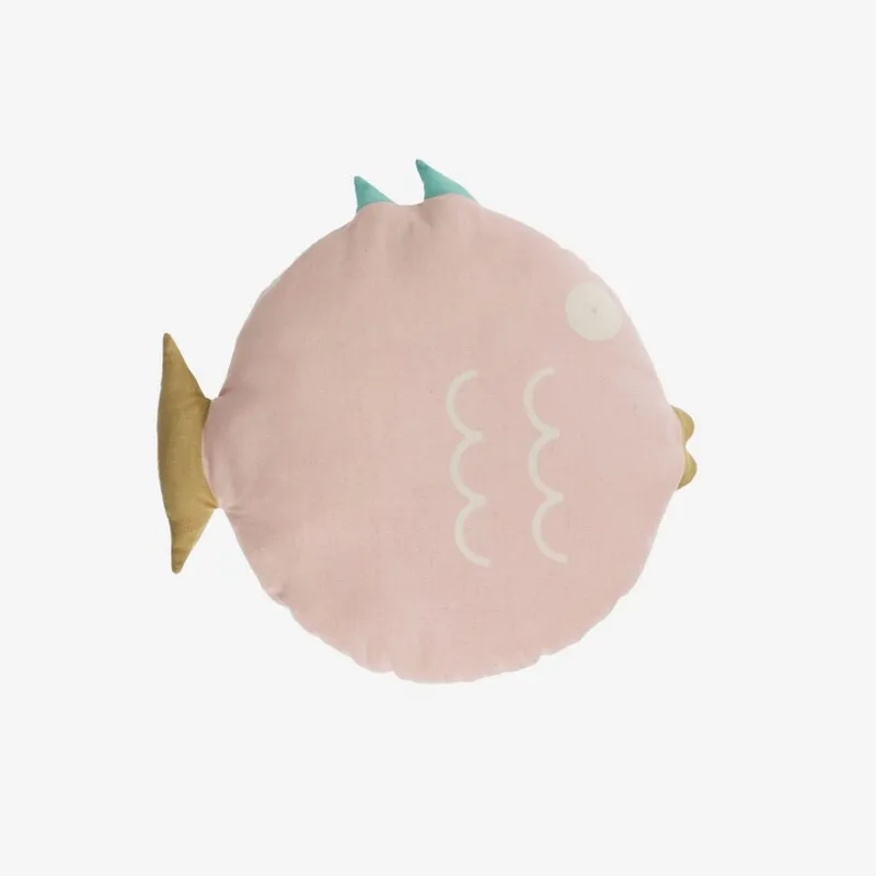 Almohadón en forma de pez Delmare 100% algodón - rosa Ø 45 cm en Multicolor - Textiles, Uruguay | Kavehome