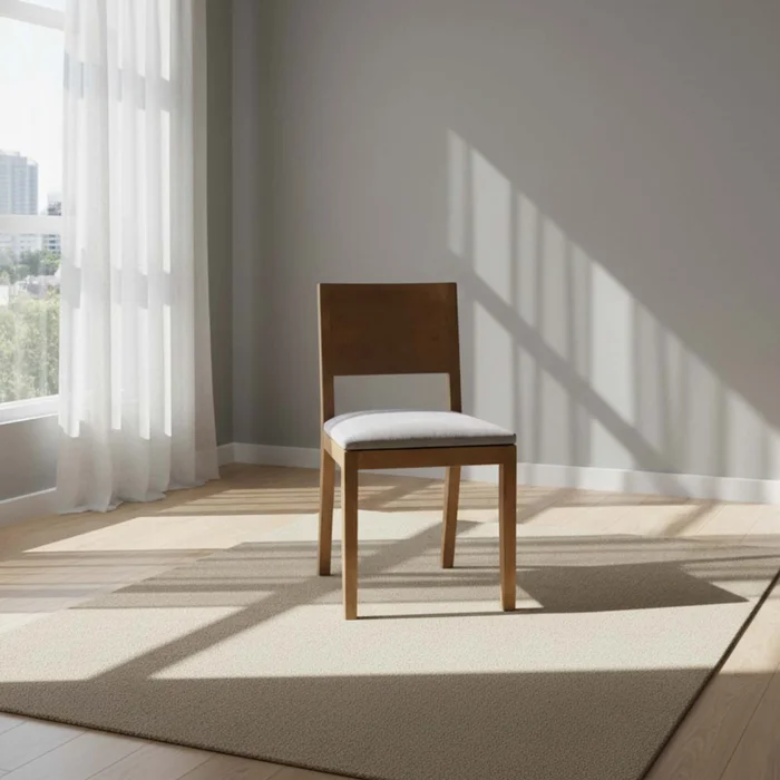 Silla De Comedor Madera-y-tela Natural-beige Teca en Madera natural - Sillas, Uruguay | Divino