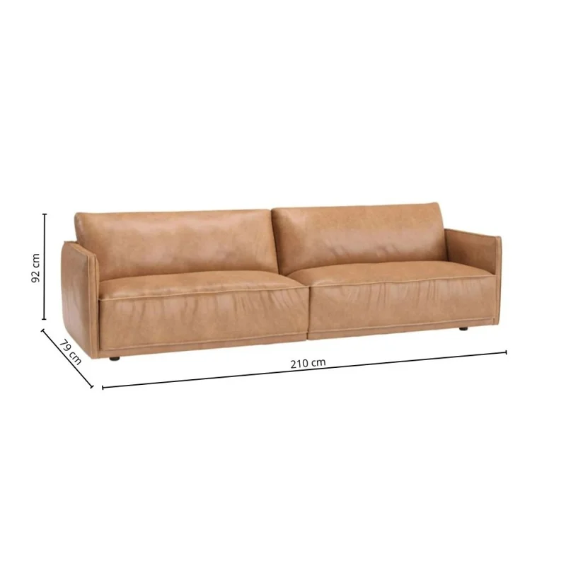Sillon 3 cuerpos Cuero Natural Romeo en Marrón - Sillones y sofás, Uruguay | La Cueva Muebles, vista 7
