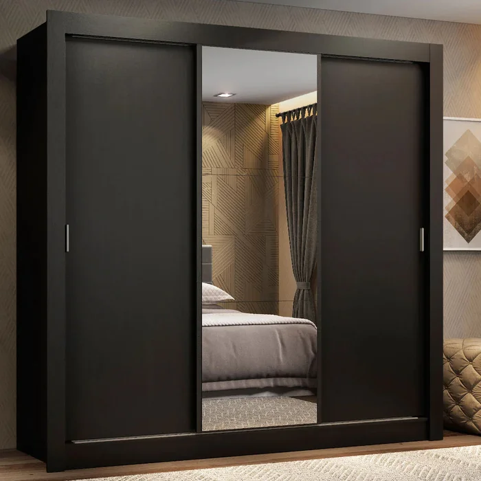 Ropero Placard Matrimonial Monaco 170CM con 1 Espejos 3 Puertas Corred en Marrón - Roperos y placares, Uruguay | Balton, vista 6