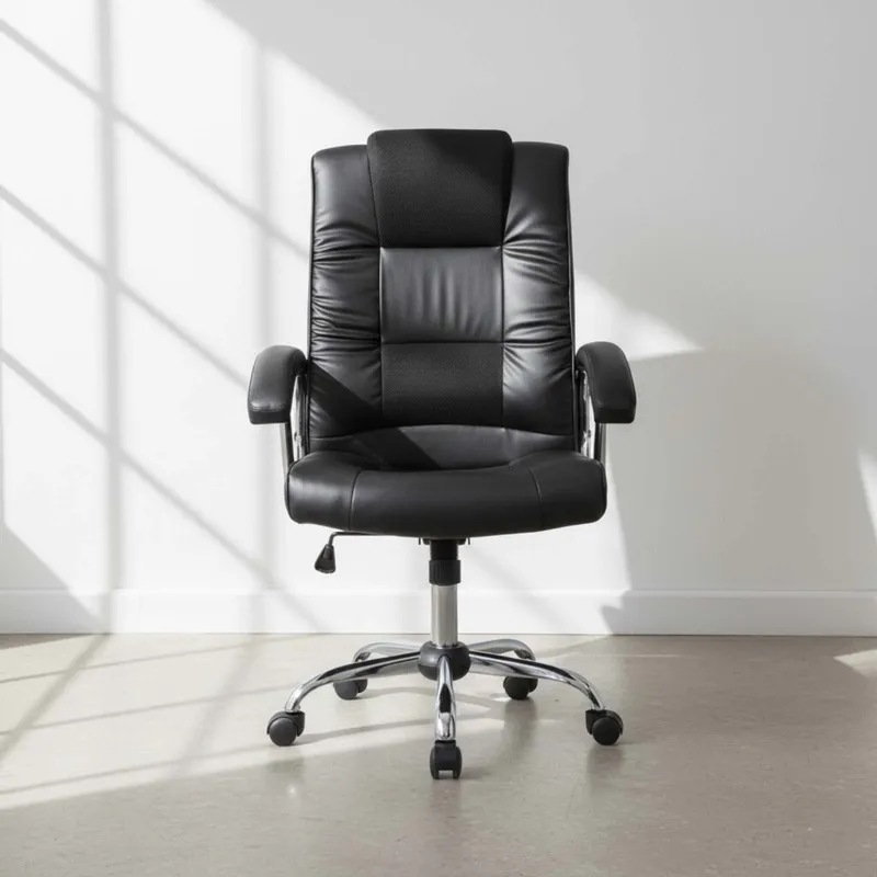 Silla De Escritorio Simil-cuero Negro D-428-1 en Negro - Sillas de escritorio, Uruguay | Divino