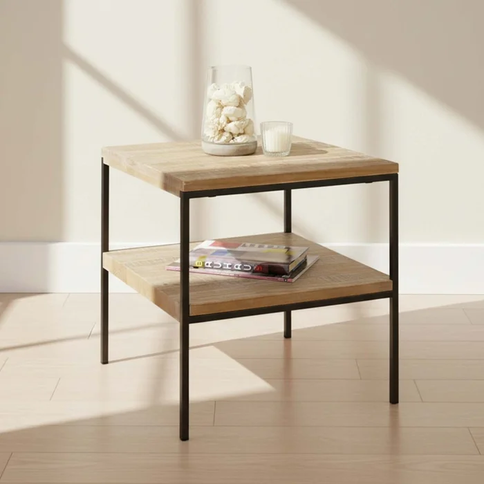 Mesa De Living Lateral - Arrime Madera Natural-beige Madison Natural en Madera natural - Mesas de living, Uruguay | Divino
