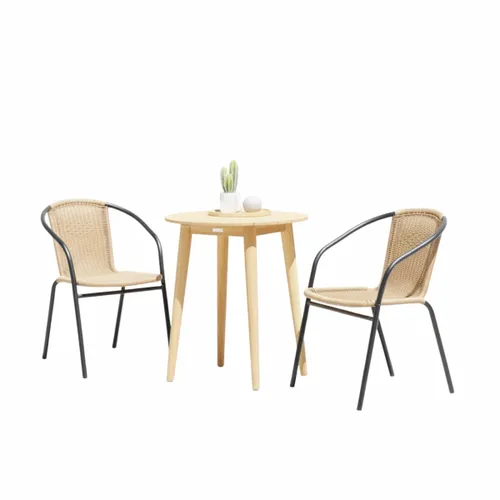 Sillas Símil Rattan con Mesa de Eucaliptus - Nassau - Beige en Beige - Muebles para el exterior, Uruguay | Rústico Hogar