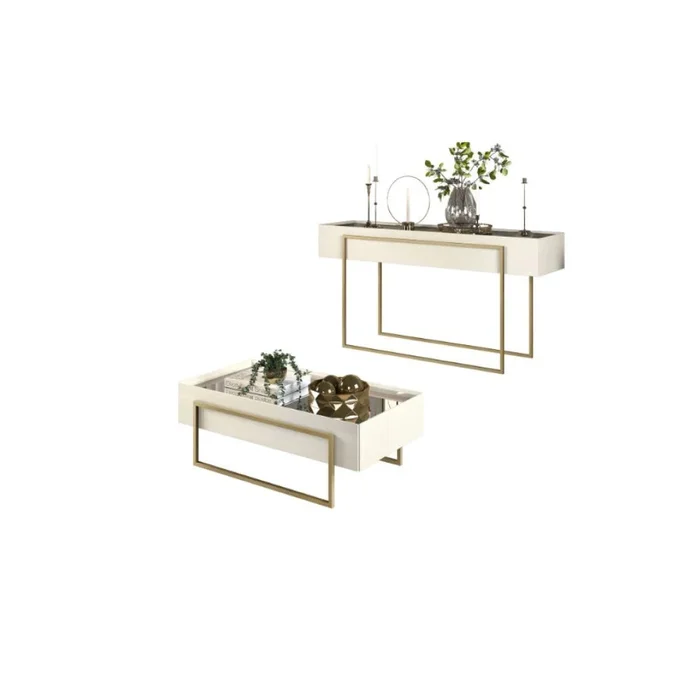 Mesa de Living Vidrio y Metal - Línea París - Blanco en Blanco - Mesas de living, Uruguay | Ecowood, vista 5