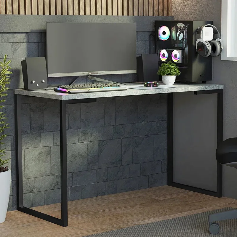 Mesa de escritorio Industrial Madera y Hierro 120cm en Negro - Escritorios, Uruguay | Balton, vista 22