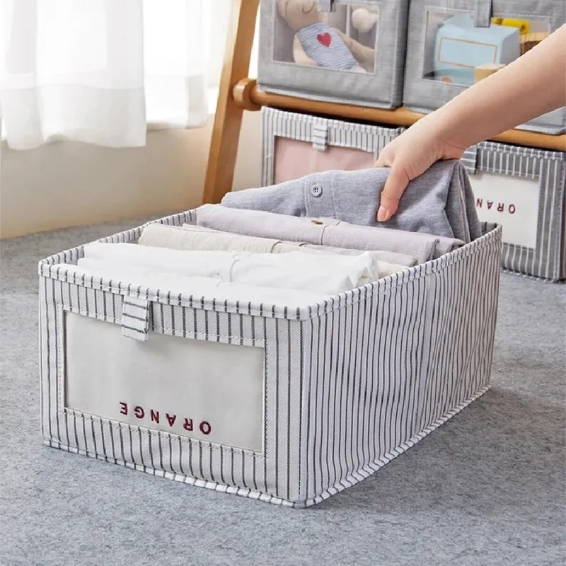 Caja de almacenamiento de tela con transparencia en Blanco - Canastos, Uruguay | Buho Store