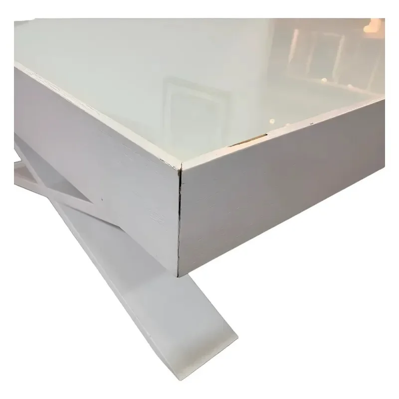 Mesa de centro con tapa de vidrio - PRODUCTO CON DETALLES - en Blanco - Mesas de living, Uruguay | Champagne Home, vista 3