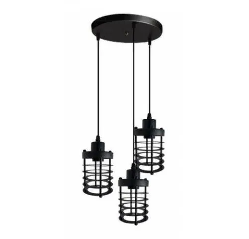 Lámpara de colgar 3 luces de hierro E27 Negra en Negro, Uruguay | Que Sal Muebleria