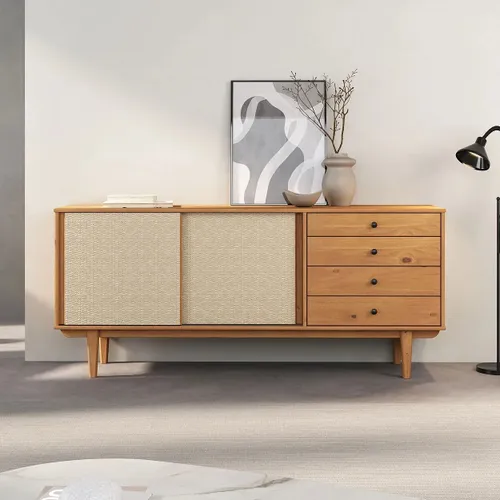 Aparador Buffet 175CM con Ratan Serena - Madera Maciza - Aparadores y recibidores, Uruguay | Balton