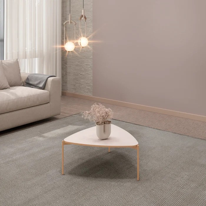 Mesa De Living Triangular Patas Metalicas Mdp en Blanco - Mesas de living, Uruguay | Soy Hogar, vista 4