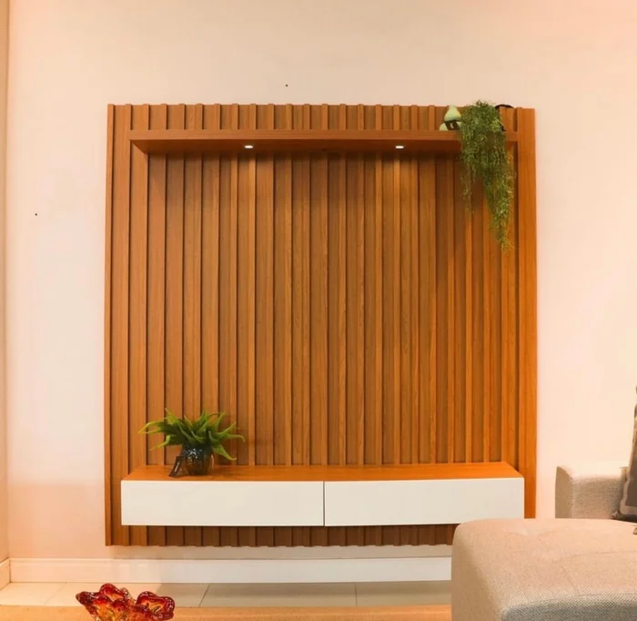 Panel TV con Listones Lara 180CM - 100% MDF en Madera natural - Muebles para TV, Uruguay | Balton, vista 2