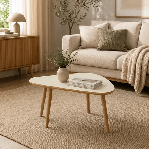 Mesa De Centro Ratona Organica 79cm 100% MDF en Beige - Mesas de living, Uruguay | Balton