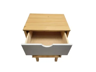 Mesa de luz 1C Mel/gris Linea Nordica en Madera Maciza en Madera natural - Mesas de luz, Uruguay | Quesal, vista 4