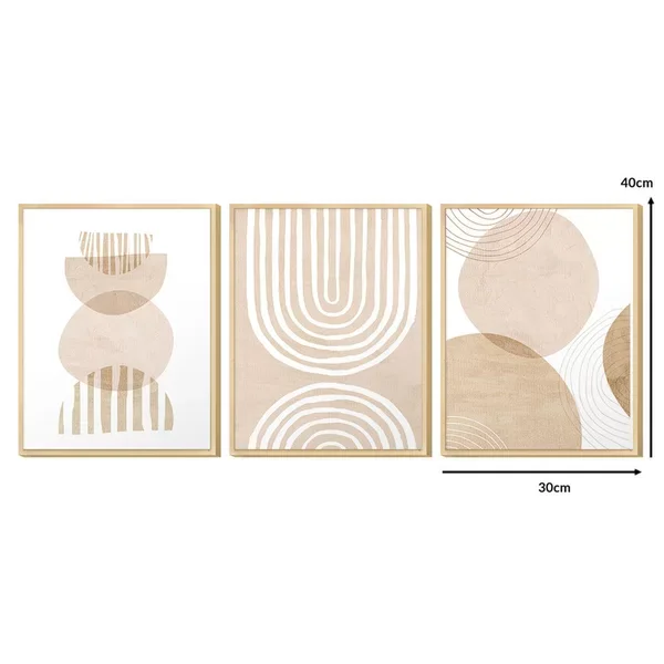 Kit 3 Cuadros - Abstracto Crudo - 30 × 40 en Beige - Decoración de pared, Uruguay | Berna Home, vista 4